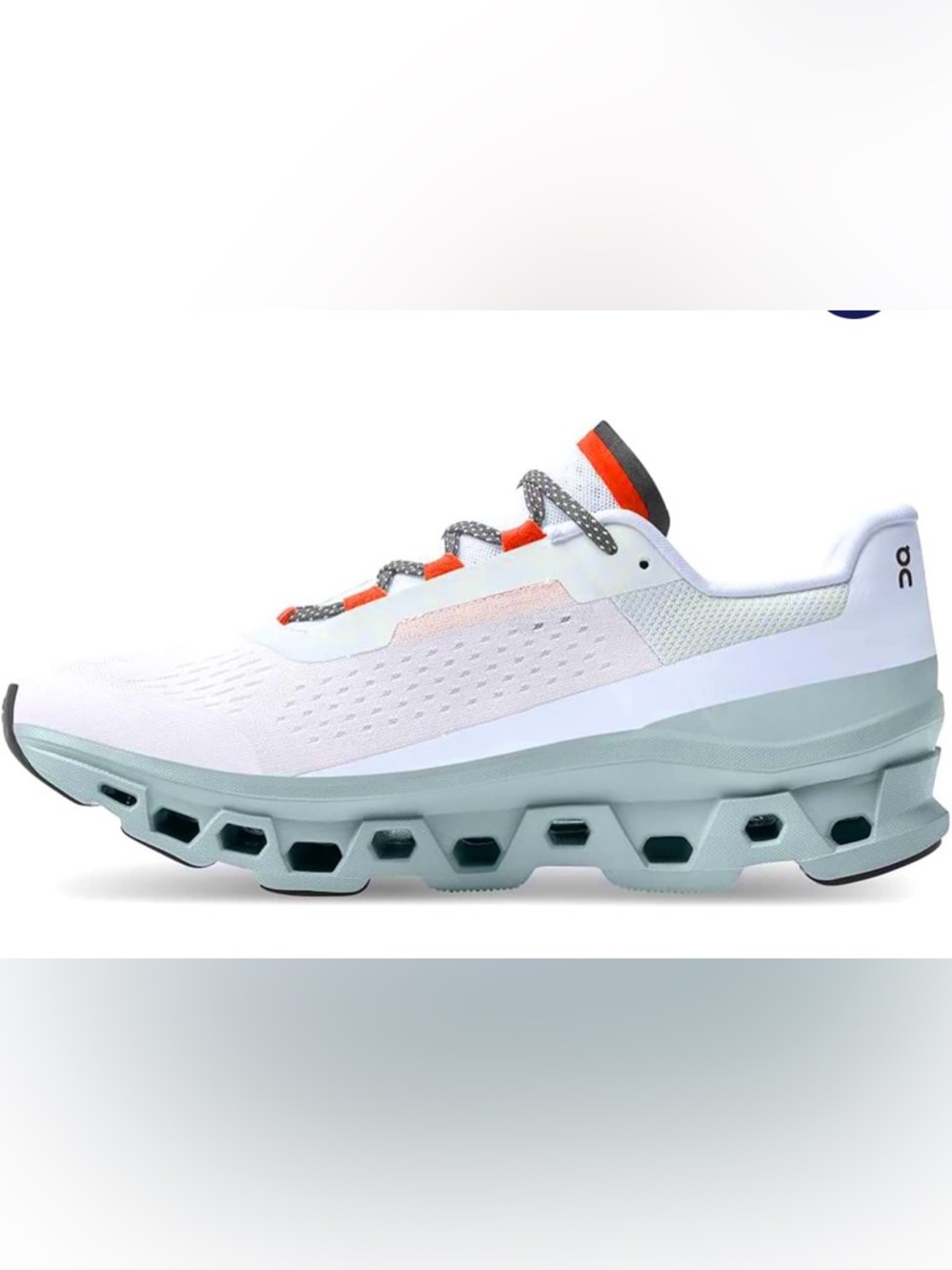 On Cloud Cloudmonster Men's Size 9.5 White Blue Running Shoes Max Cushion - Picture 3 of 5